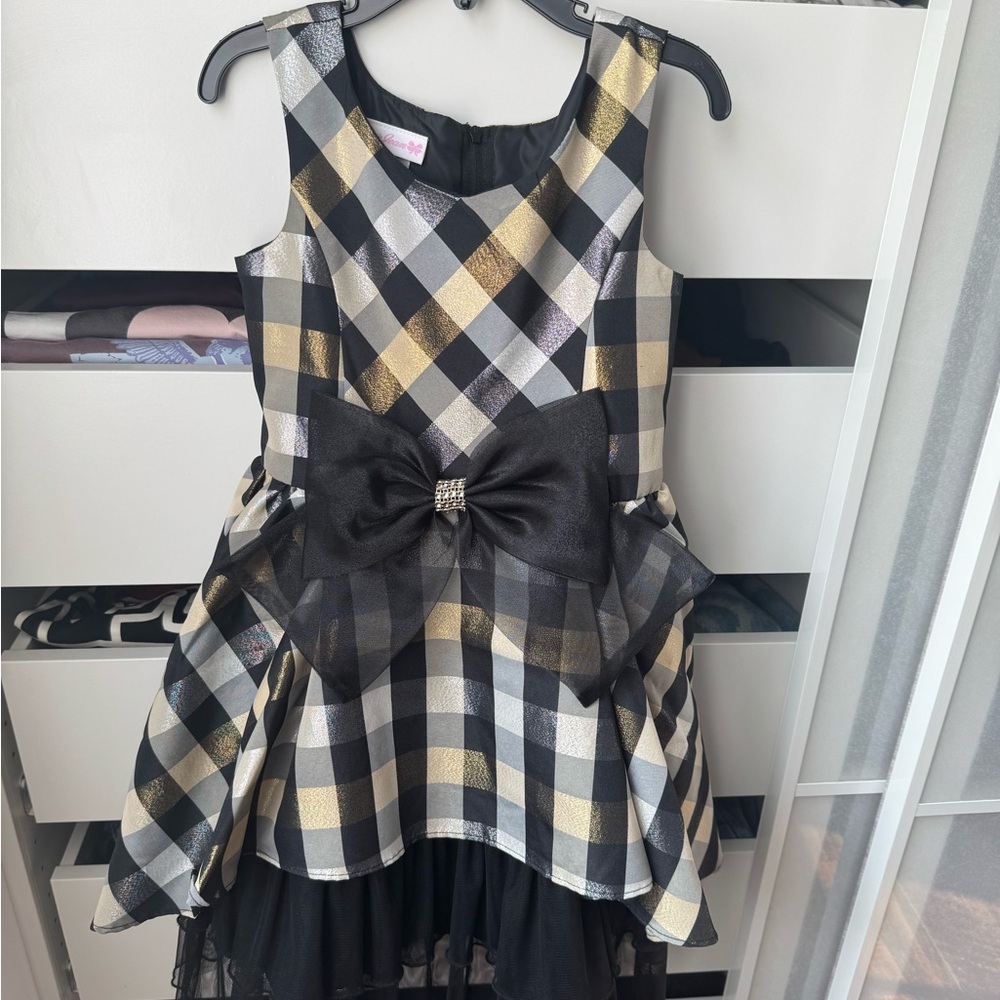 Bonnie Jean Black and White Checkered Dress